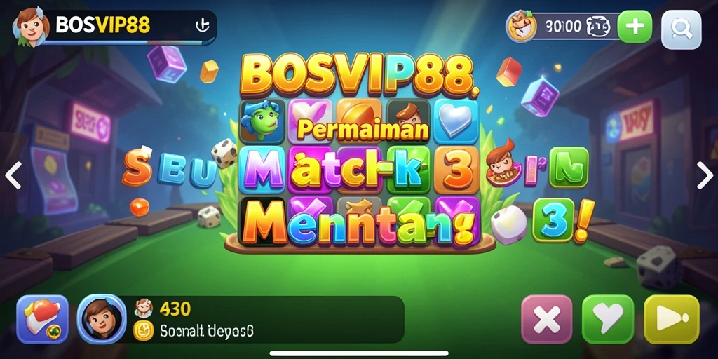 Gameplay menarik BOSVIP88 dengan kombinasi permata warna-warni.