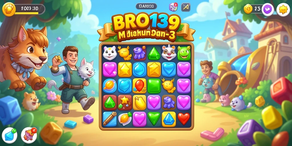 Screenshot menampilkan keseruan gameplay Match-3 yang penuh warna.