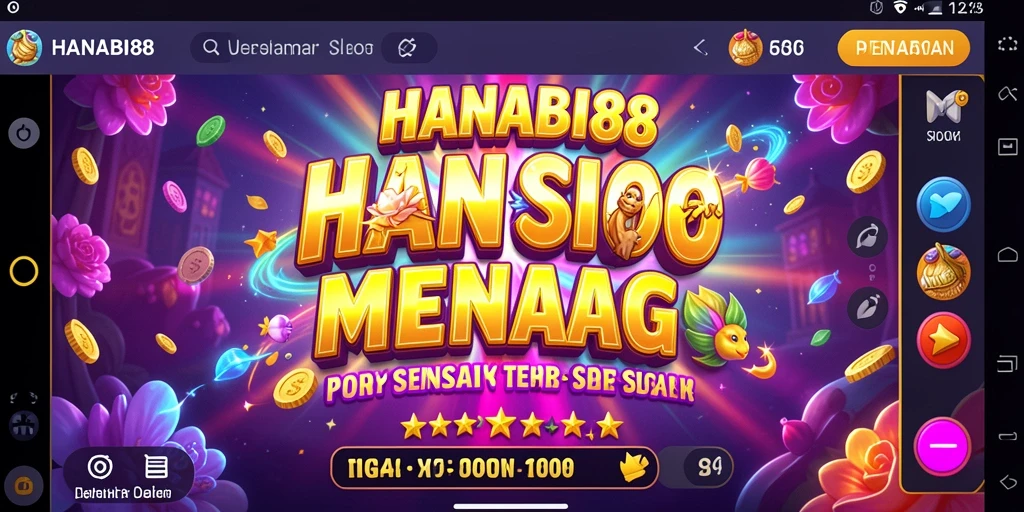 Tampilan gameplay yang menarik di HANABI88 dengan simbol berwarna-warni.