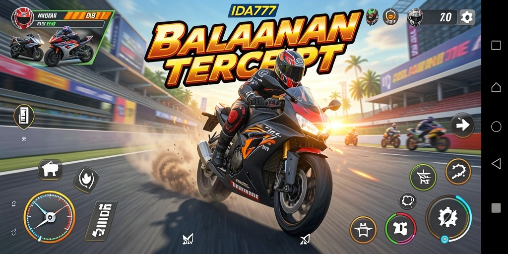 Gameplay mendebarkan di IDA777 dengan balapan motor yang seru.