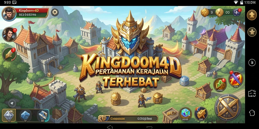 Tampilan gameplay KINGDOM4D dengan menara dan musuh yang beragam.