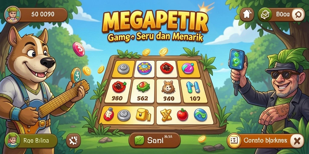 Tampilan menarik dari gameplay MEGAPETIR yang penuh warna dan seru.