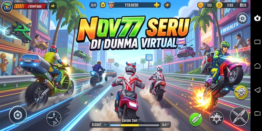 Tampilan gameplay balapan yang menegangkan di NV77.