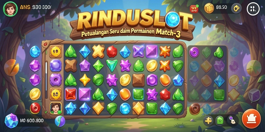 Tampilan gameplay RINDUSLOT yang penuh warna dan menantang.