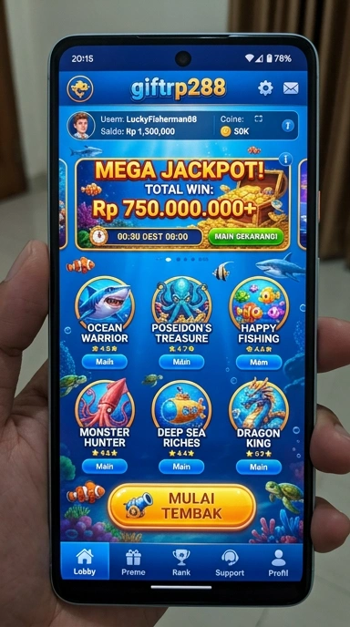 Tampilan aplikasi giftrp288 yang sederhana dan menarik.